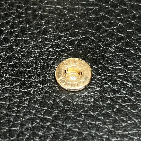 💛SOLD🖤 Black Gucci GG Interlocking Pebbled Leather Wallet On Chain - Picture 6 of 11